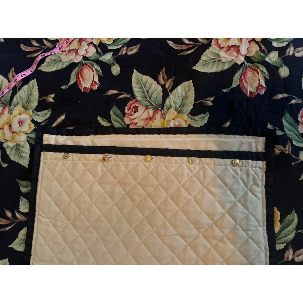 Ralph Lauren Charleston Full/Queen Duvet Cover Floral on Black/Tan EUC Shams